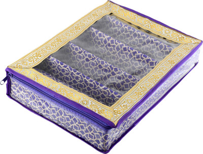 KUBER INDUSTRIES Multi Saqare Design 4 Rod Bangle Box/Case With Tranasparent Top (Purple) Make up, Jewellery Vanity Box(Purple)