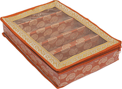 KUBER INDUSTRIES Carry Design Laminated 5 Rod Bangle Box/Case With Tranasparent Top (Orange) Make up, Jewellery Vanity Box(Orange)