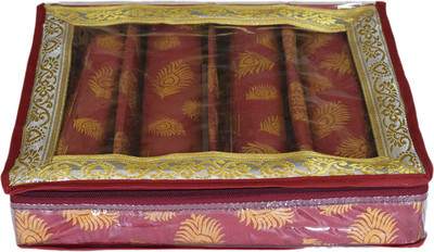 KUBER INDUSTRIES Feather Design Laminated 4 Rod Bangle Box/Case With Tranasparent Top (Maroon) Make up, Jewellery Vanity Box(Maroon)
