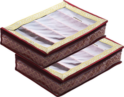 KUBER INDUSTRIES Tribal Design 5 Rod Bangle Box/Case With Tranasparent Top - Pack of 2 (Maroon) Make up, Jewellery Vanity Box(Maroon)