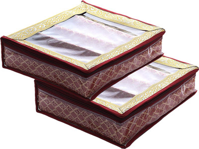 KUBER INDUSTRIES Tribal Design 4 Rod Bangle Box/Case With Tranasparent Top - Pack of 2 (Maroon) Make up, Jewellery Vanity Box(Maroon)