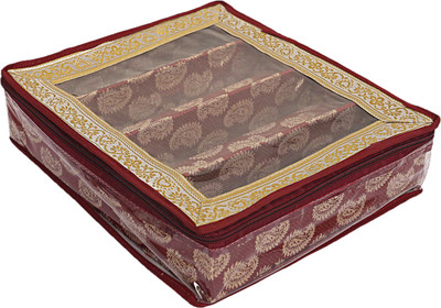 KUBER INDUSTRIES Carry Design Laminated 4 Rod Bangle Box/Case With Tranasparent Top (Maroon) Make up, Jewellery Vanity Box(Maroon)