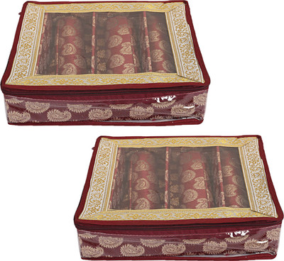 KUBER INDUSTRIES Carry Design 3 Rod Bangle Box/Case With Tranasparent Top - Pack of 2 (Maroon) Make up, Jewellery Vanity Box(Maroon)