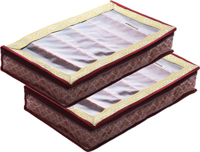 KUBER INDUSTRIES Tribal Design 6 Rod Bangle Box/Case With Tranasparent Top - Pack of 2 (Maroon) Make up, Jewellery Vanity Box(Maroon)