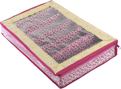 KUBER INDUSTRIES Multi Saqare Design Laminated 6 Rod Bangle Box/Case With Tranasparent Top (Pink) Make up, Jewellery Vanity Box(Pink)