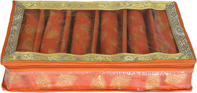 KUBER INDUSTRIES Feather Design Laminated 6 Rod Bangle Box/Case With Tranasparent Top (Orange) Make up, Jewellery Vanity Box(Orange)