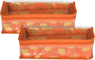 KUBER INDUSTRIES Feather Design 1 Rod Bangle Box/Case With Tranasparent Top - Pack of 2 (Orange) Make up, Jewellery Vanity Box(Orange)