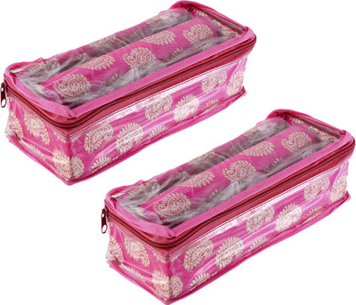 KUBER INDUSTRIES Carry Design 1 Rod Bangle Box/Case With Tranasparent Top - Pack of 2 (Pink) Make up, Jewellery Vanity Box(Pink)