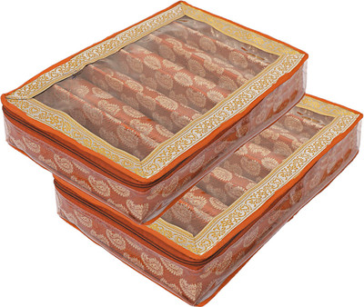 KUBER INDUSTRIES Carry Design 6 Rod Bangle Box/Case With Tranasparent Top - Pack of 2 (Orange) Make up, Jewellery Vanity Box(Orange)