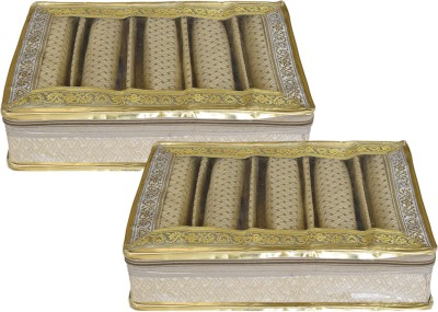 KUBER INDUSTRIES Weave Design 5 Rod Bangle Box/Case With Tranasparent Top - Pack of 2 (Gold) Make up, Jewellery Vanity Box(Gold)