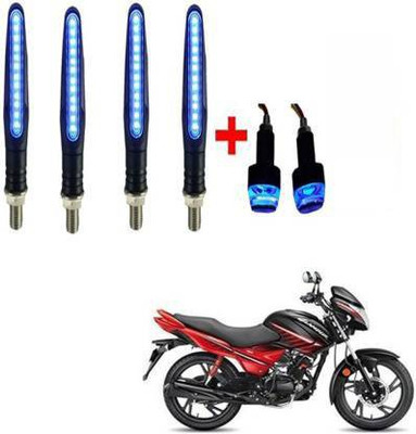 QZ DEVICE Front, Rear LED Indicator Light for Hero Glamour, Universal For Bike(Blue)
