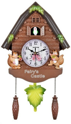 Three Secondz Analog-Digital 42 cm X 26 cm Wall Clock(Brown, With Glass, Pendulum)