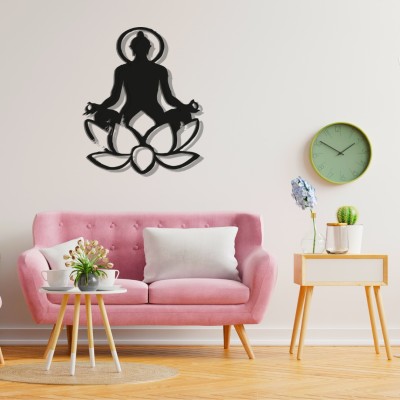Artrooms Buddha on Lotus Metal Wall Art - Home Decoration | Metal Wall Art (24x30 inch)(Black)