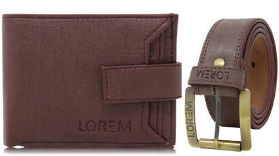 LOREM Wallet & Belt Combo(Maroon, Brown)