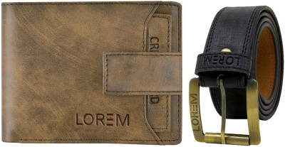 LOREM Wallet & Belt Combo(Brown, Black)