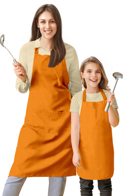 OASIS Cotton Chef's Apron - Free Size(Orange, Pack of 2)