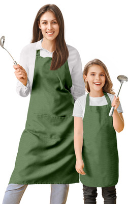 OASIS Cotton Chef's Apron - Free Size(Dark Green, Pack of 2)