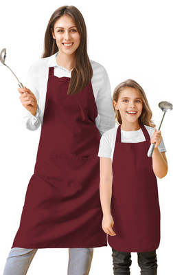 OASIS Cotton Chef's Apron - Free Size(Maroon, Pack of 2)