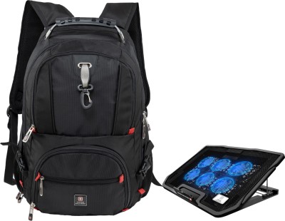 SWISS MILITARY Combo Pack of Laptop Backpack with Laptop Cooling Flexi Stand (LBP77+LCF01) 31 L Laptop Backpack(Black)