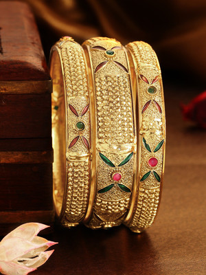 RUBANS Alloy Gold-plated Bangle Set(Pack of 3)