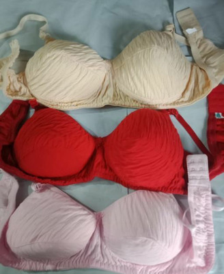 FANMADE Pack of 3 Women T-Shirt Women Full Coverage Lightly Padded Bra(Multicolor, Red, Pink)