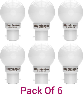 Illuminator 0.5 W Basic Round B22 Night Bulb(White, Pack of 6)