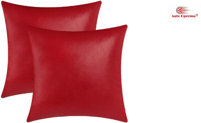 Auto Oprema Red Leatherite(Square, Pack of 2)