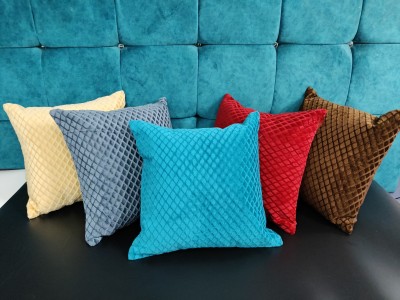 Swa Peaches Design Studios Self Design Cushions Cover(Pack of 5, 40 cm*40 cm, Blue, Cream, Brown, Red, Multicolor)