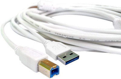 TERABYTE Micro USB Cable 4.75 m 4.75 Meter USB 2.0 Printer Cable High Speed Cable A USB Male to B Printer Male(Compatible with All Smartphone, White, One Cable)