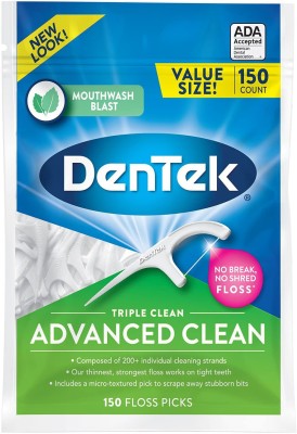 DenTek Triple Clean Floss Picks-Fresh Mint-150 ct(Pack of 150)