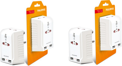 HALONIX Multi Plug with USB Pack 2 Multi plug with USB Power Plug(White)