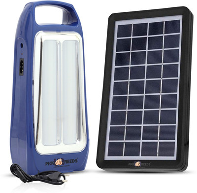 Pick Ur Needs Rechargeable 2 Tube LED Lantern Lamp Home Emergency Light with Solar Panel 8 hrs Lantern Emergency Light(Blue + Solar)