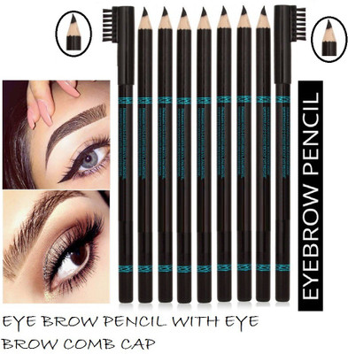 MYEONG COMBO JET BLACK LONG LASTING WATERPROOF EYE BROW PENCIL WITH BRUSH CAP(BLACK)