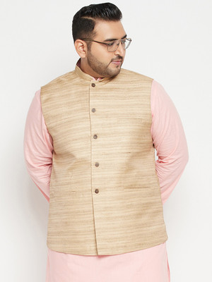 VASTRAMAY PLUS Sleeveless Self Design Men Jacket