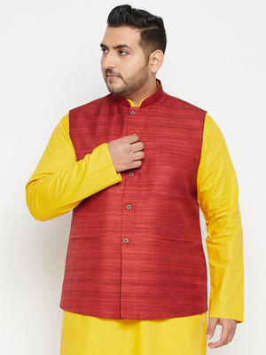 VASTRAMAY PLUS Sleeveless Self Design Men Jacket