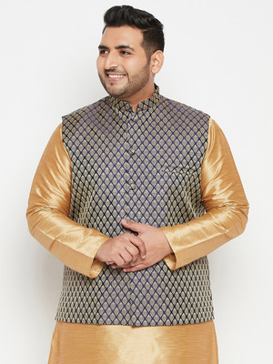 VASTRAMAY PLUS Sleeveless Woven Design Men Jacket
