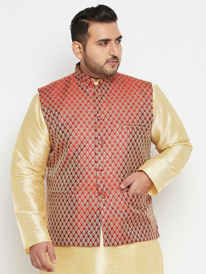 VASTRAMAY PLUS Sleeveless Woven Design Men Jacket