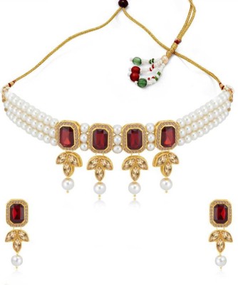 CATALYST Brass Gold-plated Maroon, Gold Jewellery Set(Pack of 1)