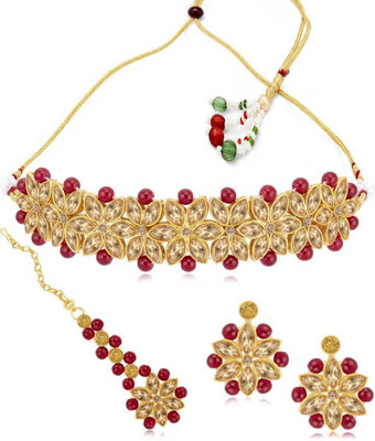 CATALYST Brass Gold-plated Maroon, Gold Jewellery Set(Pack of 1)