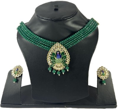 Tiank Innovation Stone, Dori, Alloy Gold-plated Green, Gold Jewellery Set(Pack of 1)