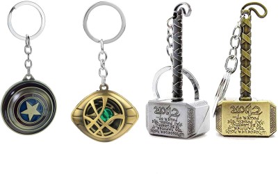 Electro Cloud Dr Strange, Captain America Shield with Thor hammer golden & silver Keychain Key Chain