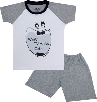 3BROS Baby Boys & Baby Girls Casual T-shirt Shorts(Grey)