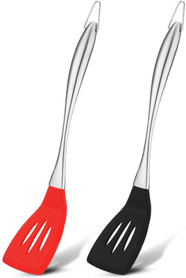 Flipkart SmartBuy Steel Slotted 2pcs Black and Red Mix Non-Stick Spatula(Pack of 2)