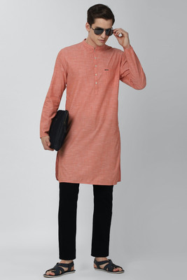 PETER ENGLAND Men Printed Straight Kurta(Pink)