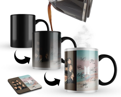 Morons BTS Army Signs Gift for Women; Coaster Included; 330ml; Set of 1 Ceramic Coffee Mug(330 ml)