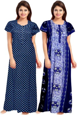 Khushi Handicrafts Women Nighty Set(Blue, Multicolor)