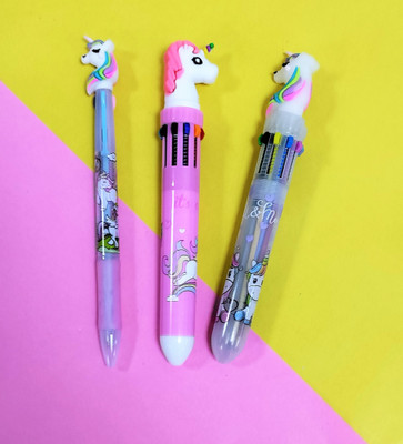 Preili's Unicorn Roller Ball Pen(Pack of 3, Ink Color - Multicolor)