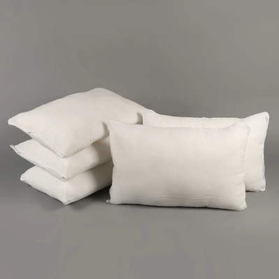 MeeFactory Microfiber Rectangular Cushion Pillow Fillers Inserts For Bed, Sofa Microfibre Solid Cushion Pack of 5(White)
