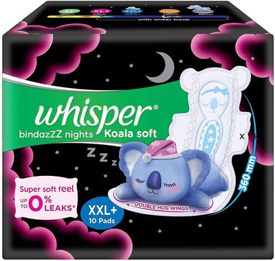 Whisper bindazzZ Nights Koala Soft XXL+ ( 10 pads ) Sanitary Pad Sanitary Pad
