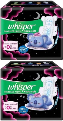 Whisper bindazzZ Nights Koala Soft XXL+ (10+10 pads ) Sanitary Pad Sanitary Pad  (Pack of 2)